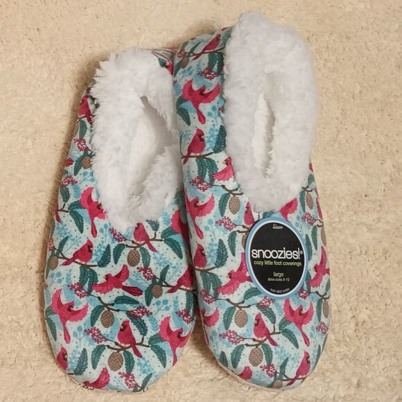 NEW Snoozies Cardinal Slipper Socks w/ Non-Skid Grips & Sherpa Lining, Lrg. 9-10 - Picture 1 of 11